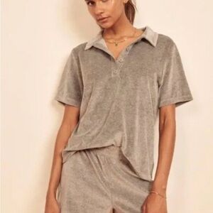 EUC Reformation Antiqua Short Sleeve and Shorts Lounge Set